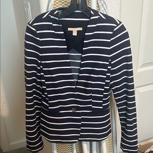 Banana republic Navy and White Striped Women's Blazer button